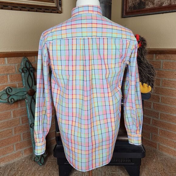 Alan Flusser Multicolor Check Button Down Oxford Shirt Size M - Picture 3 of 6